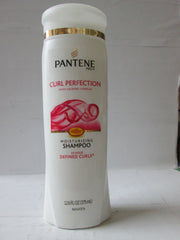 Pantene Pro-V Curl Perfection Shampoo bottle showing frizz calming formula for defined curls