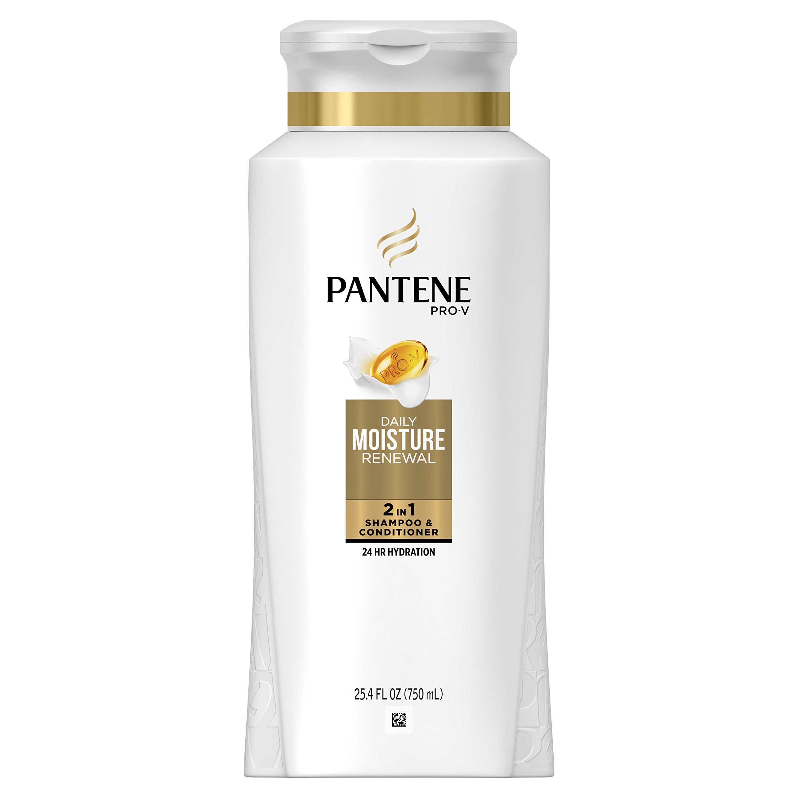 Pantene Pro-V Daily Moisture Renewal 2-in-1 shampoo bottle for smooth detangling and hydration.