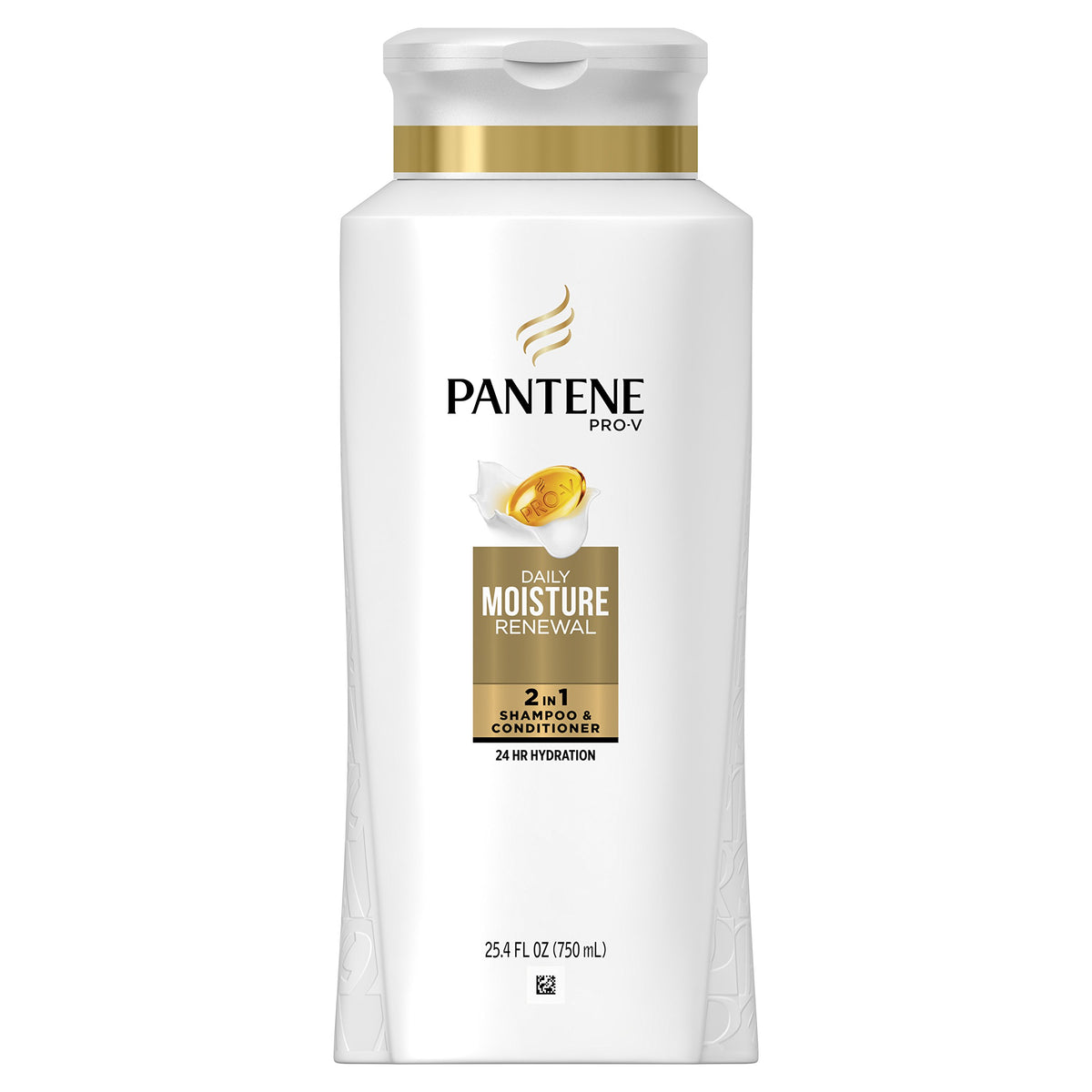 Pantene Pro-V Daily Moisture Renewal 2-in-1 shampoo bottle for smooth detangling and hydration.