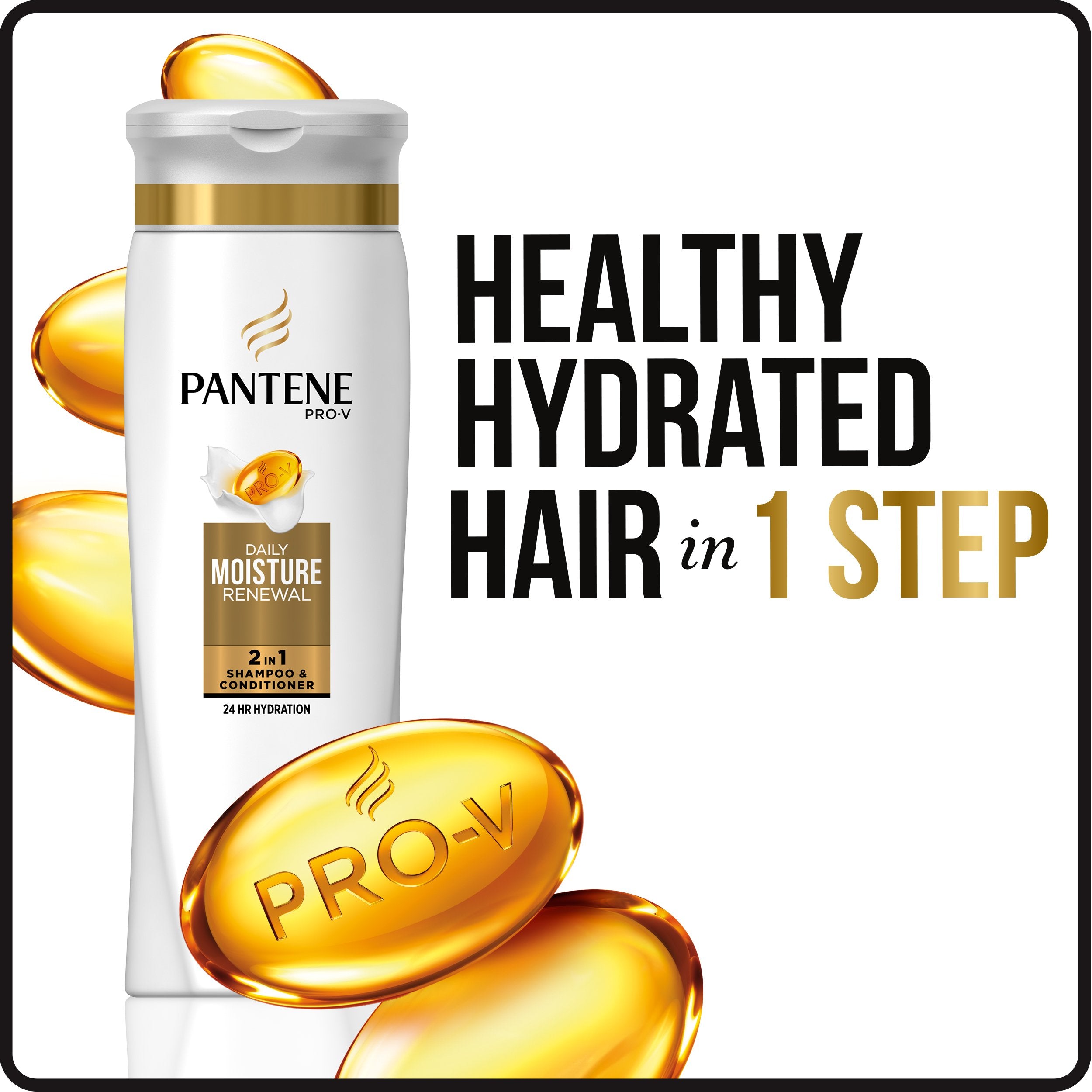 Soft, manageable hair after Pantene Pro-V 2-in-1 use with easier detangling.