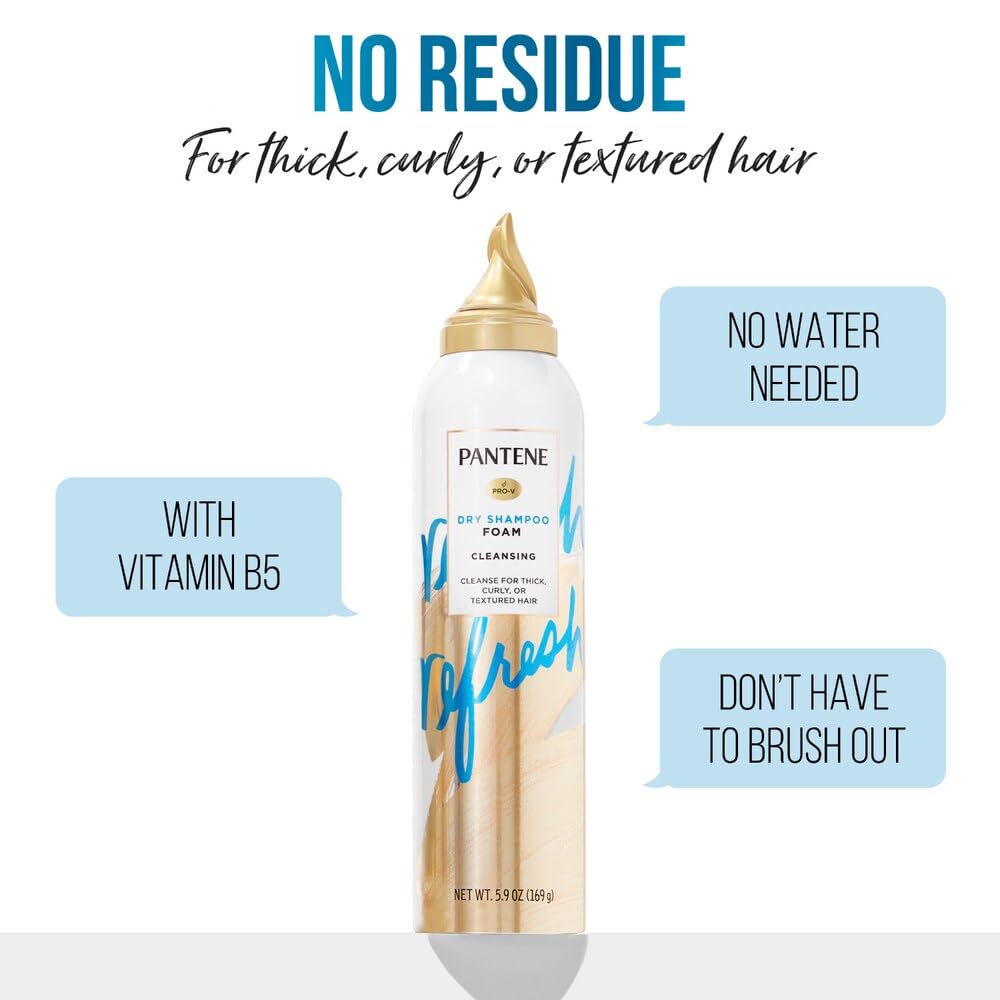 Pantene Pro-V Refresh Cleansing Dry Shampoo Foam applied to roots for lift.