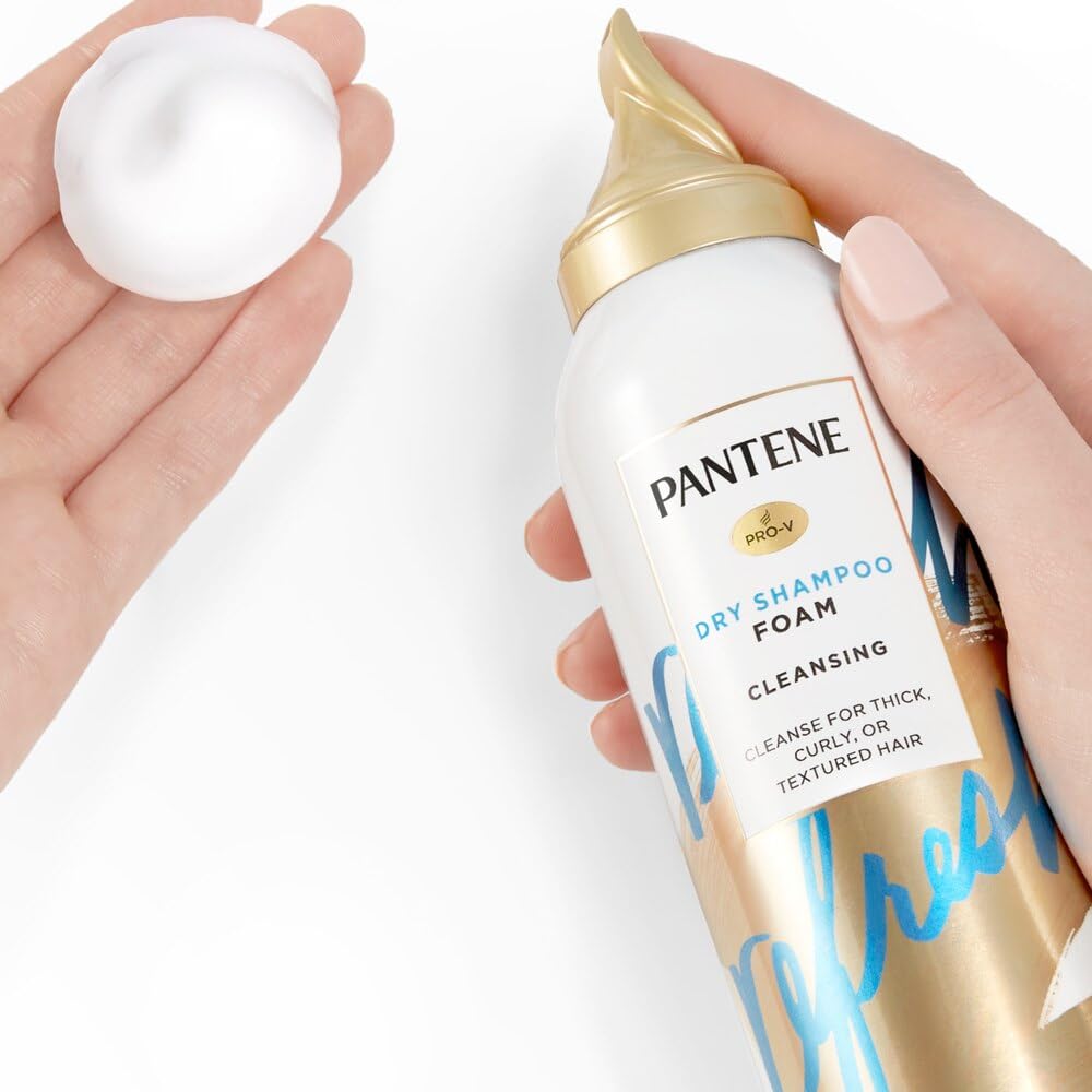 Pantene Pro-V Refresh Cleansing Dry Shampoo Foam being brushed through for finish.