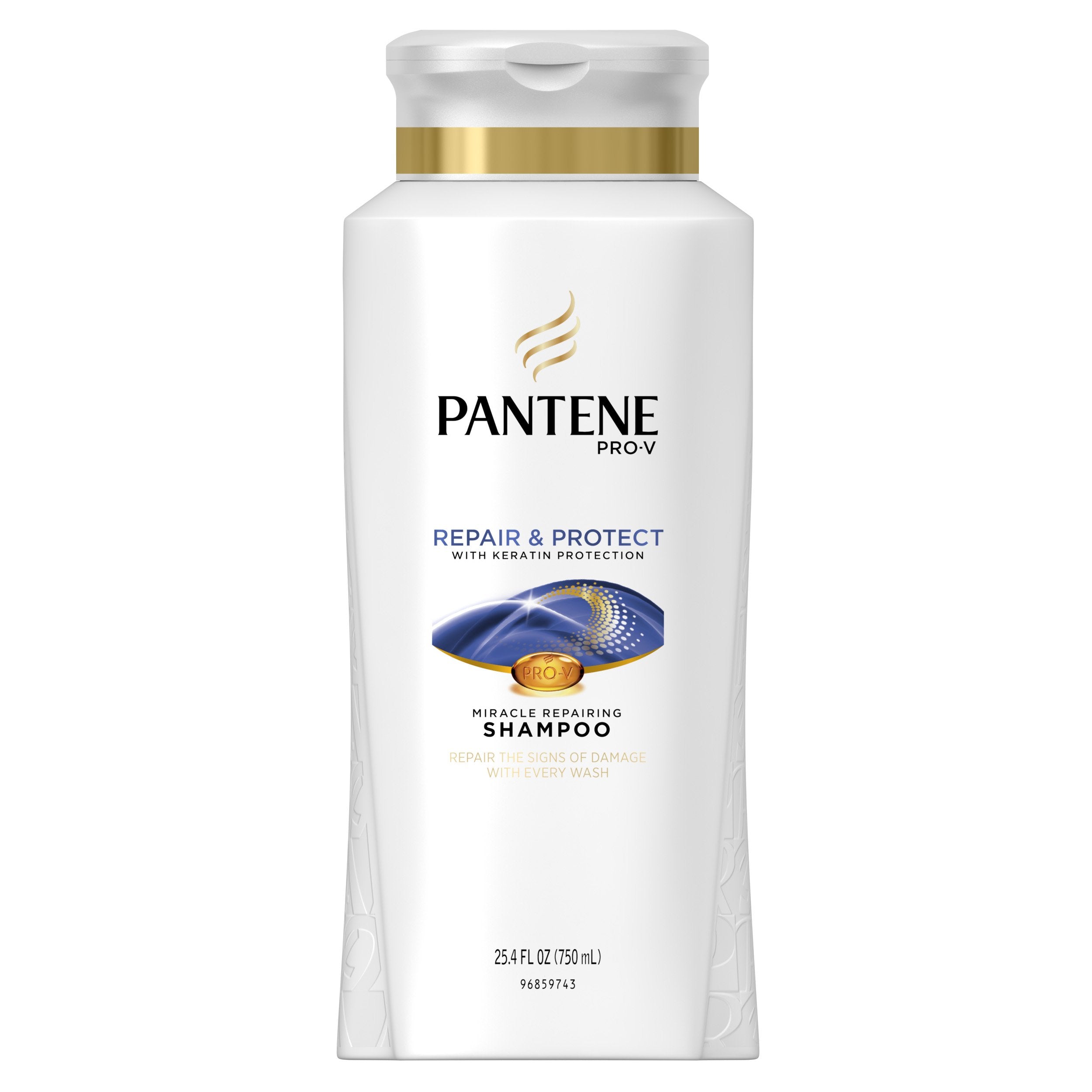Pantene Pro-V Repair & Protect shampoo bottle pour showing easy application and nourishment