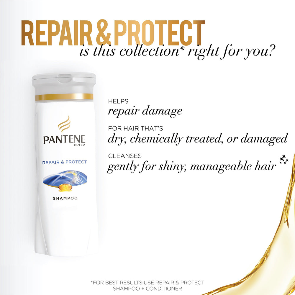 Pantene Pro-V Repair & Protect shampoo paired with conditioner for better results