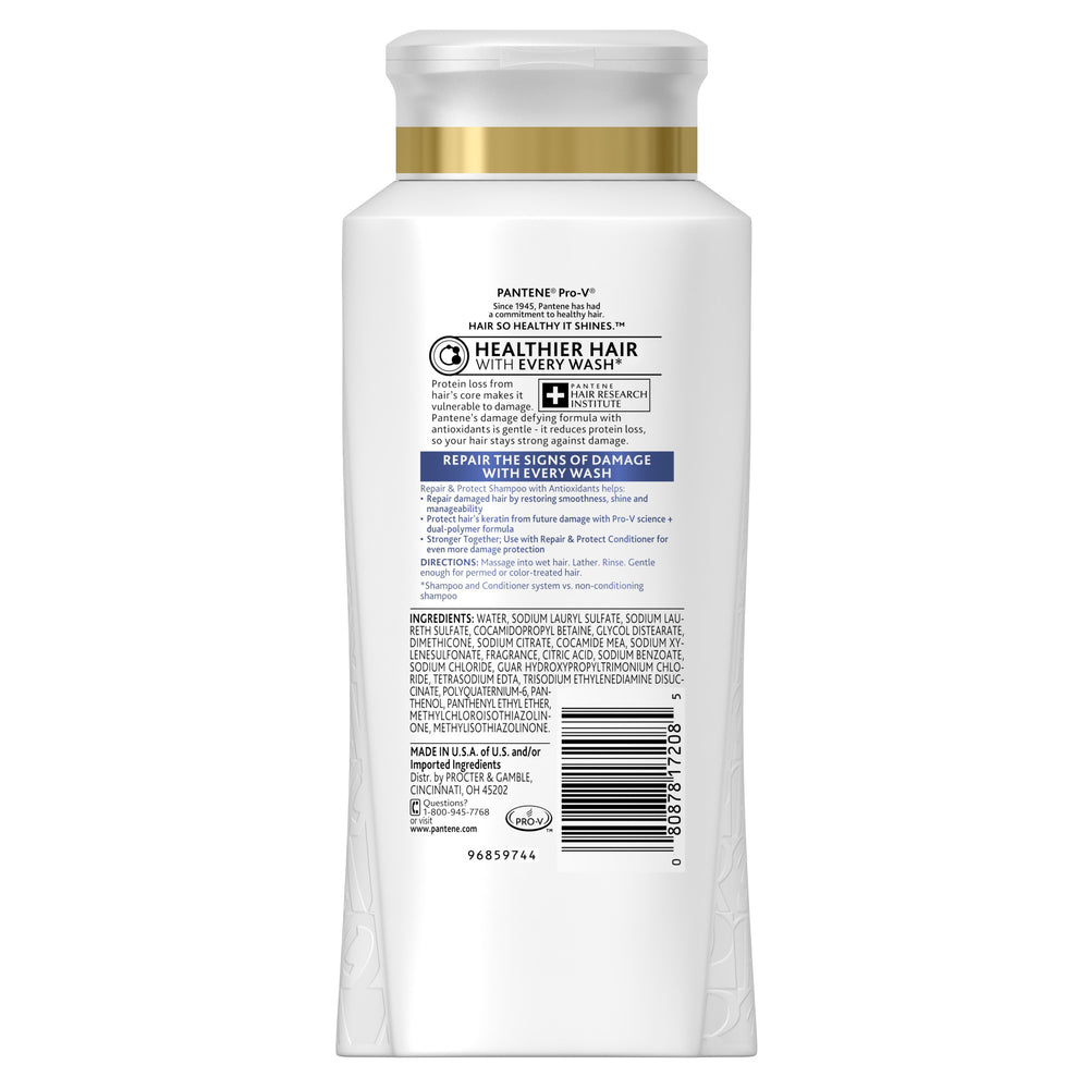 Pantene Pro-V Repair & Protect shampoo creates a rich lather for gentle cleansing