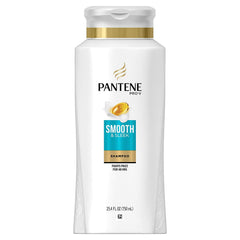 Pantene Pro-V Smooth & Sleek shampoo bottle for frizz control.