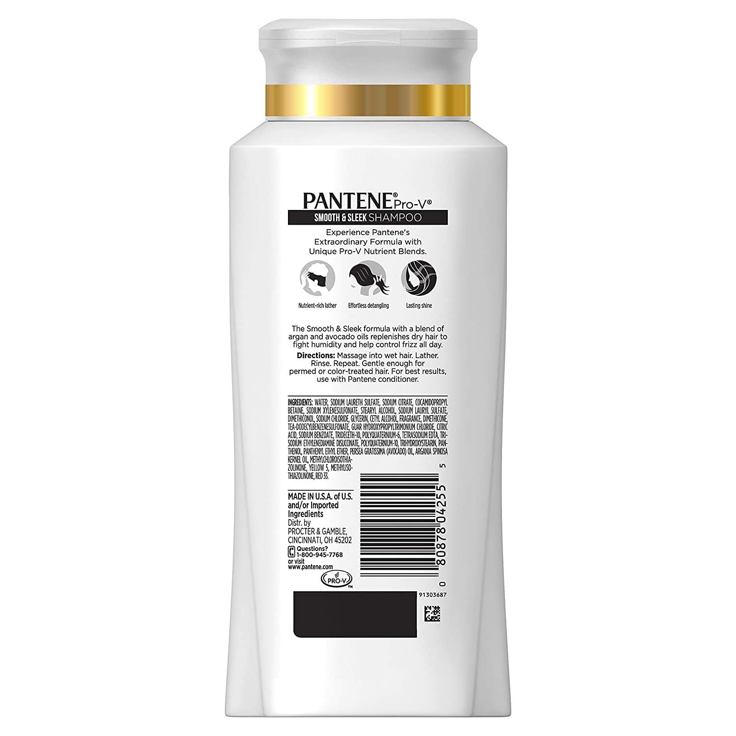 Pantene Pro-V Smooth & Sleek shampoo lather closeup highlights cleansing.