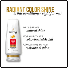 Pantene Radiant Color Shine Conditioner on hair adding lasting shine and softness.
