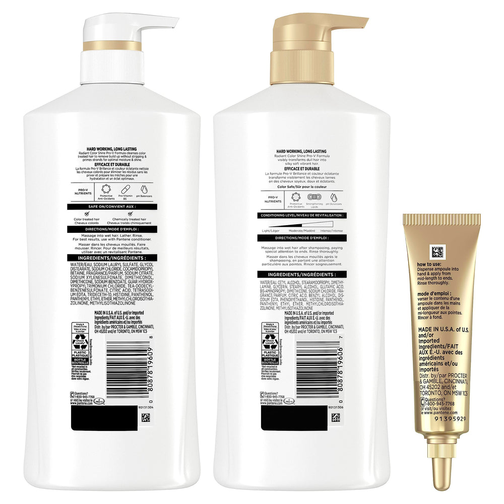 Pantene Radiant Color Shine packaging highlighting a complete hair care routine