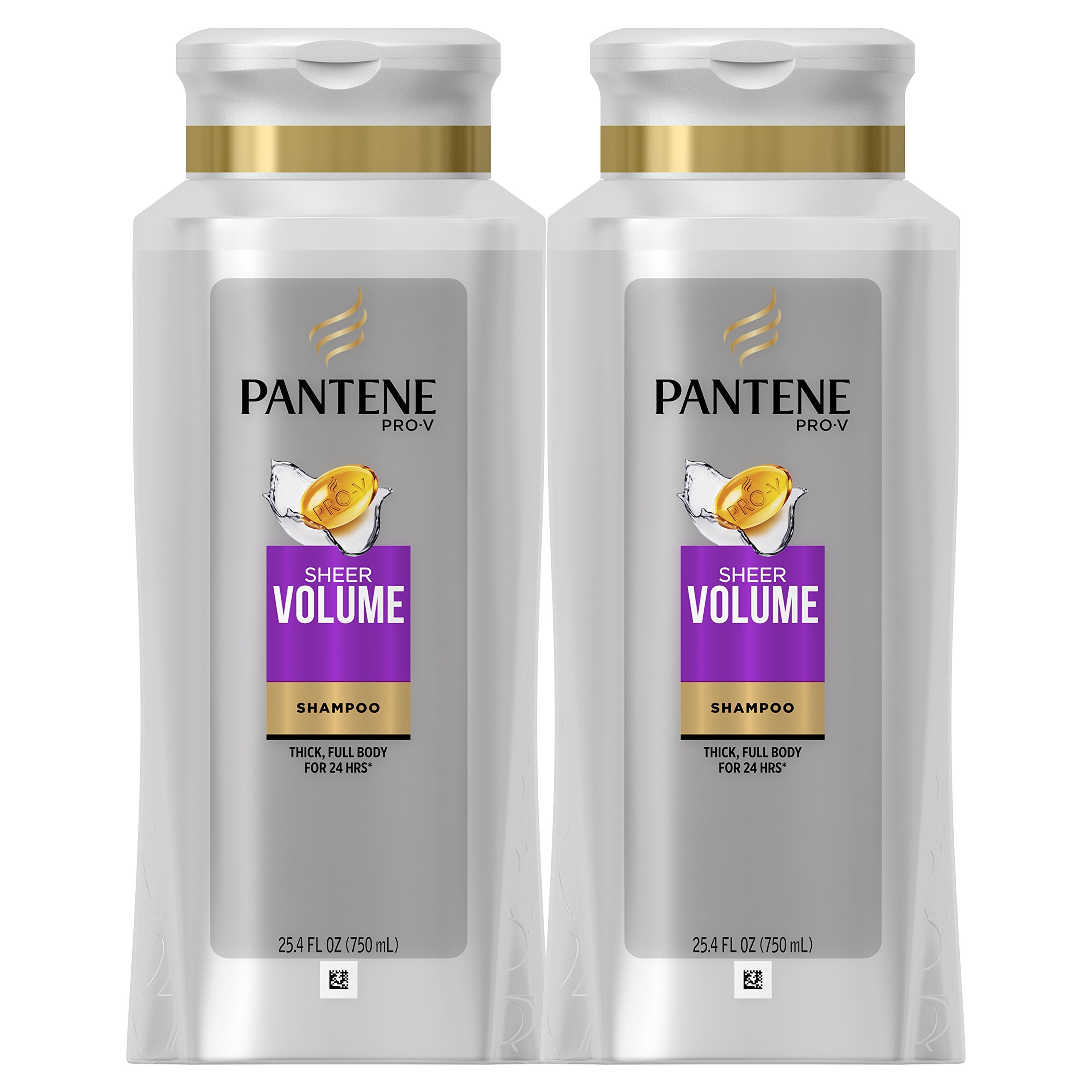 Pantene Sheer Volume Shampoo bottle close-up demonstrating lightweight care for volume