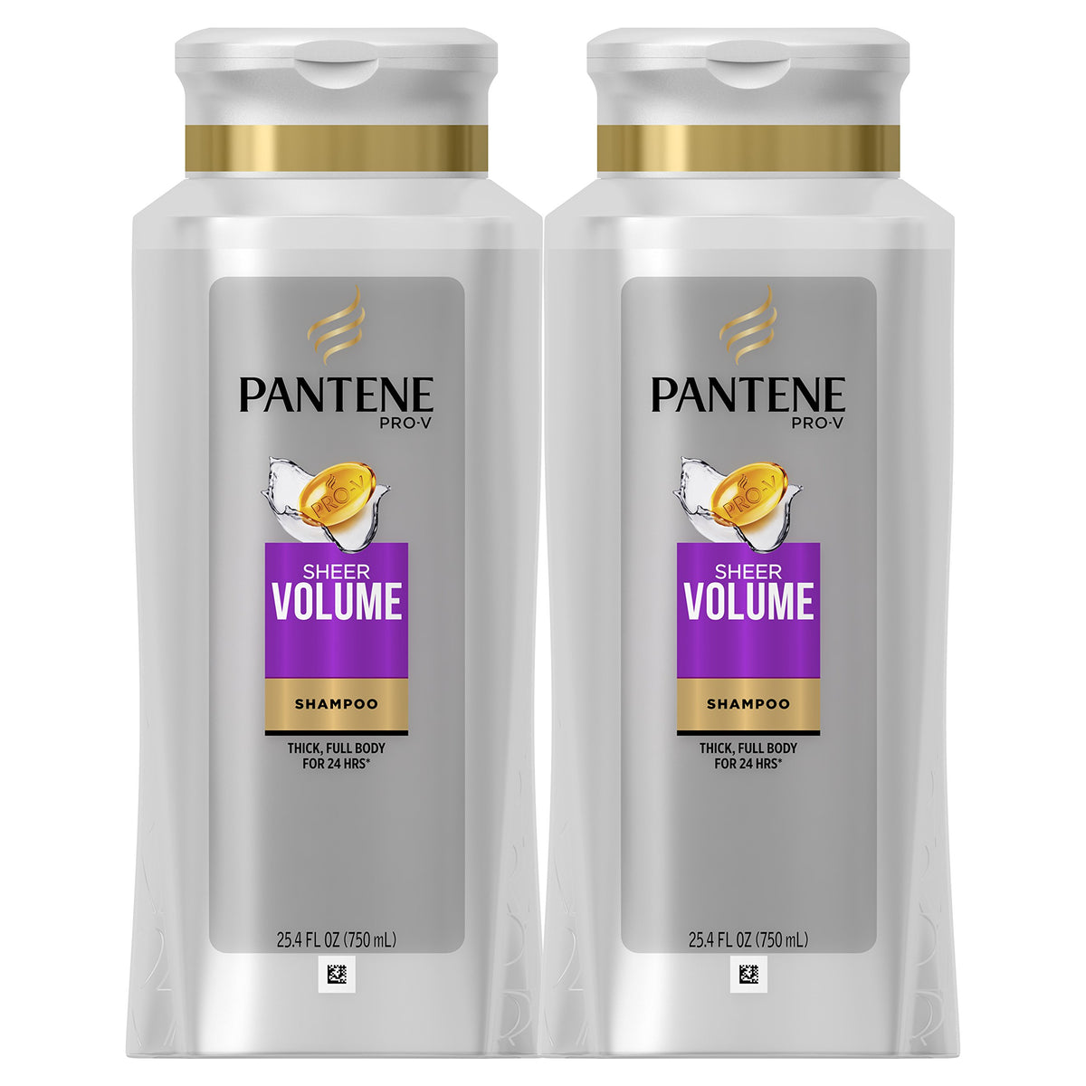 Pantene Sheer Volume Shampoo bottle close-up demonstrating lightweight care for volume