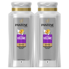 Pantene Sheer Volume Shampoo bottle close-up demonstrating lightweight care for volume