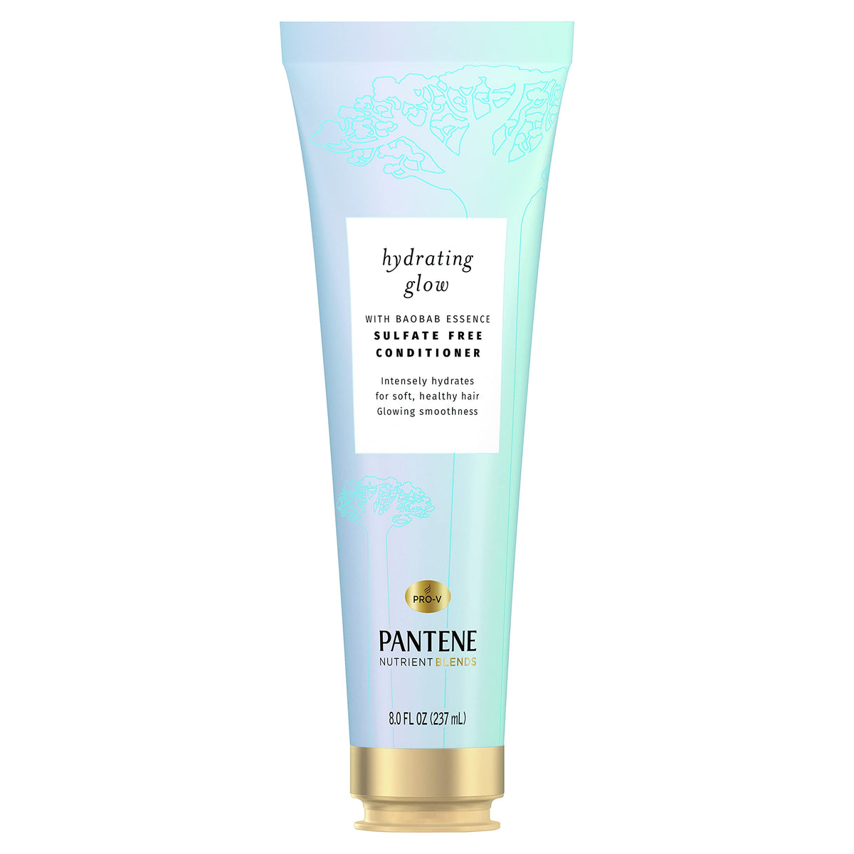 Pantene sulfate-free conditioner bottle closeup for color-safe hair.