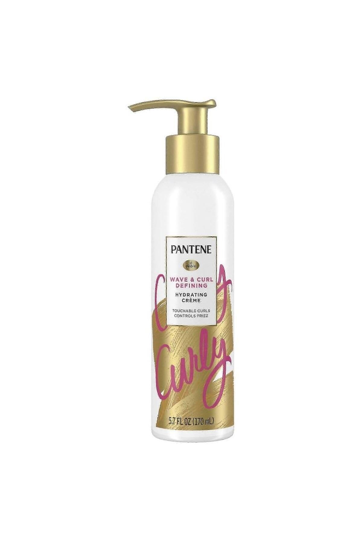 Pantene Wave & Curl Defining Hydrating Crème bottle for smooth, defined curls with frizz control.