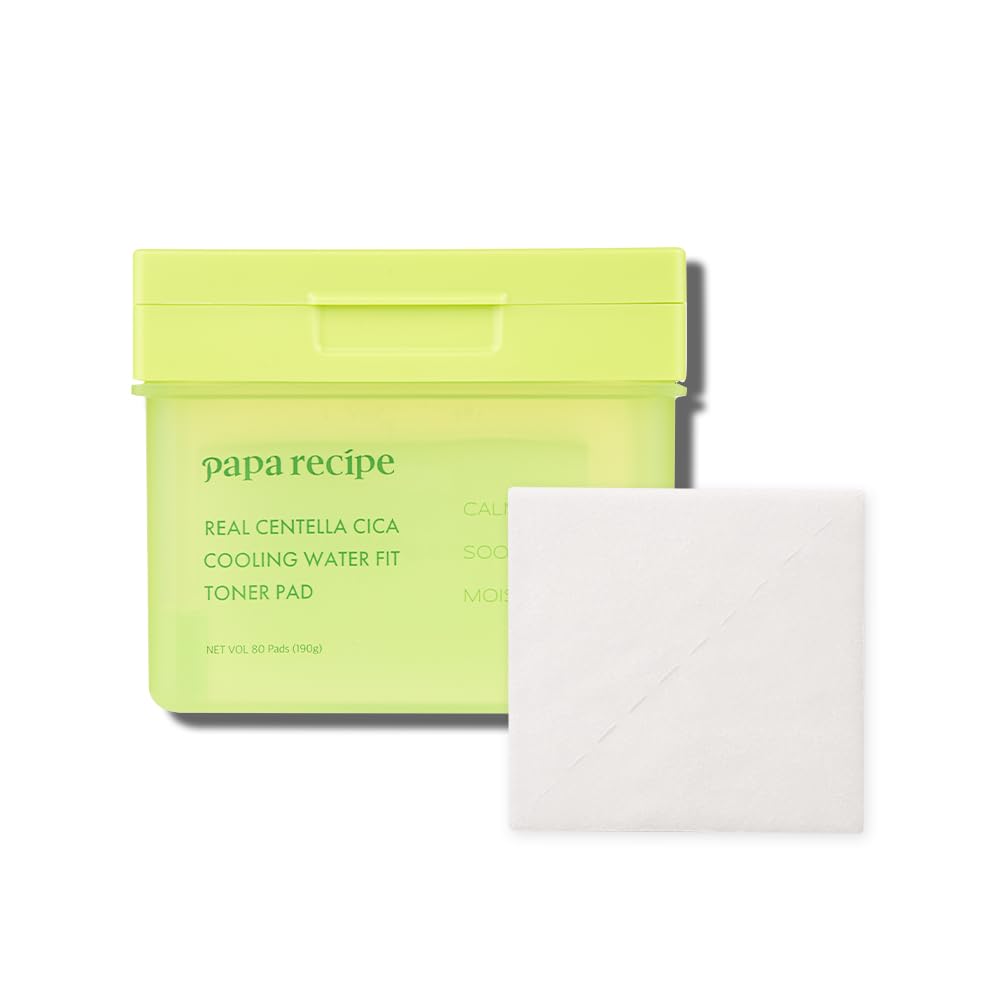 Papa Recipe Real Centella Cica Toner Pads 80-sheet pack for soothing redness and hydration