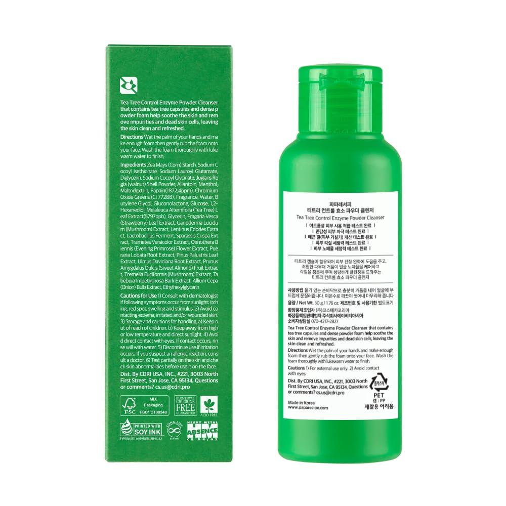 Papa Recipe Tea Tree Enzyme Powder Cleanser tea-tree-closeup highlights natural aroma and soothing benefits.