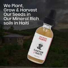 Papa Rozier Farms castor oil bottle pour enables easy, mess-free application