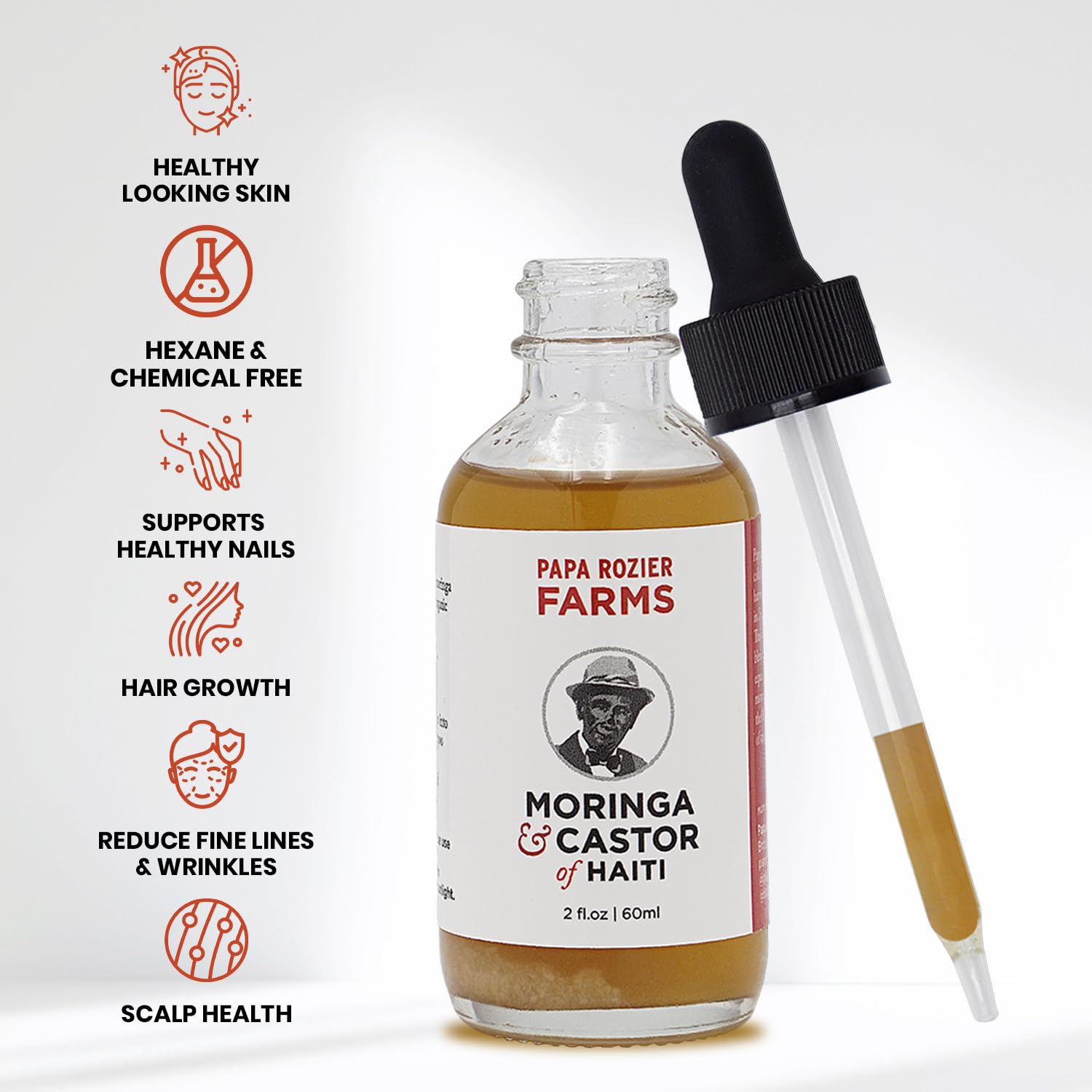 Papa Rozier Farms hair growth treatment image highlights nourishment for stronger, longer hair.