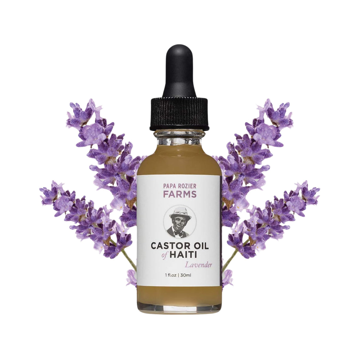 Papa Rozier Farms lavender castor oil bottle for versatile beauty care