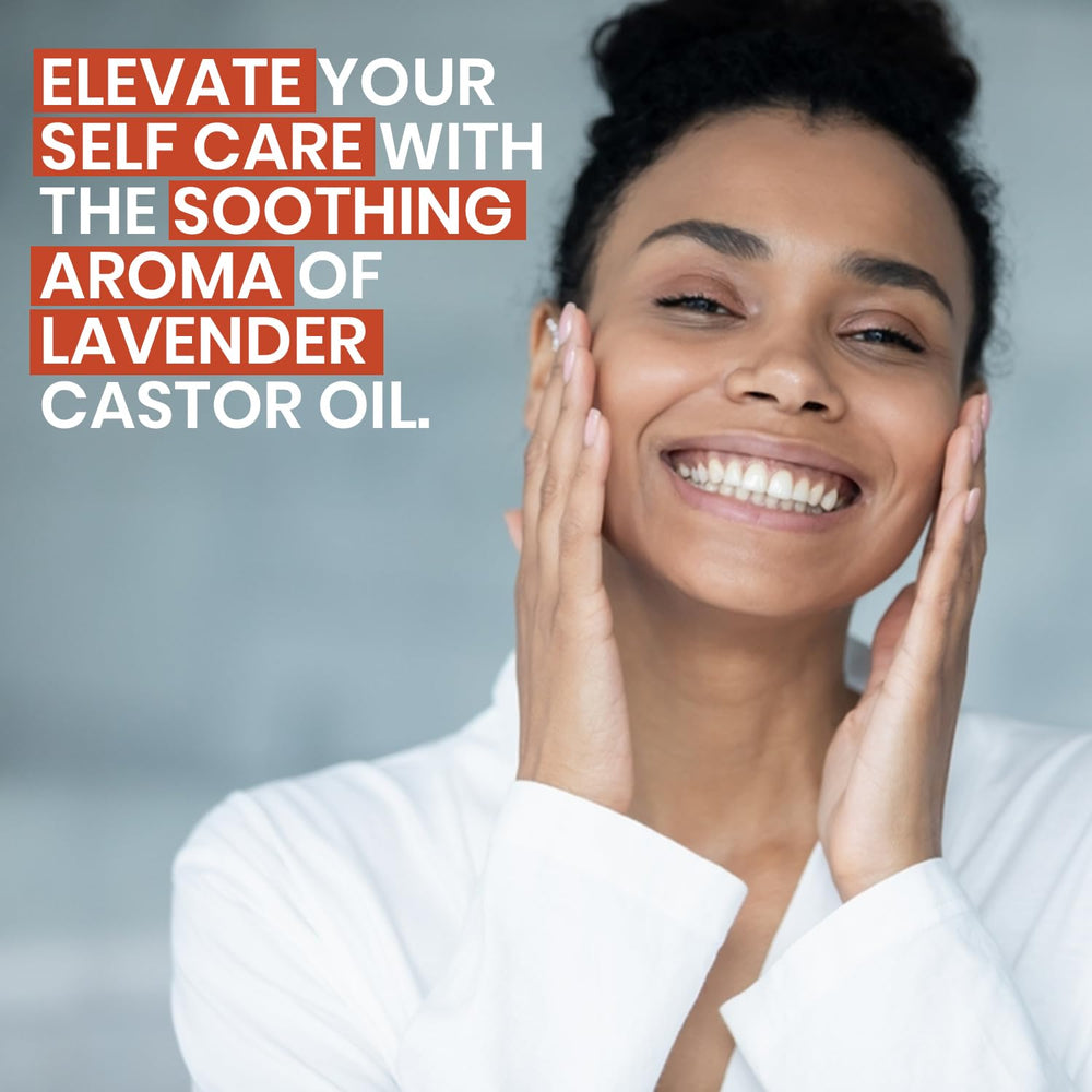 Lavender plant beside Papa Rozier Farms oil highlights natural ingredients