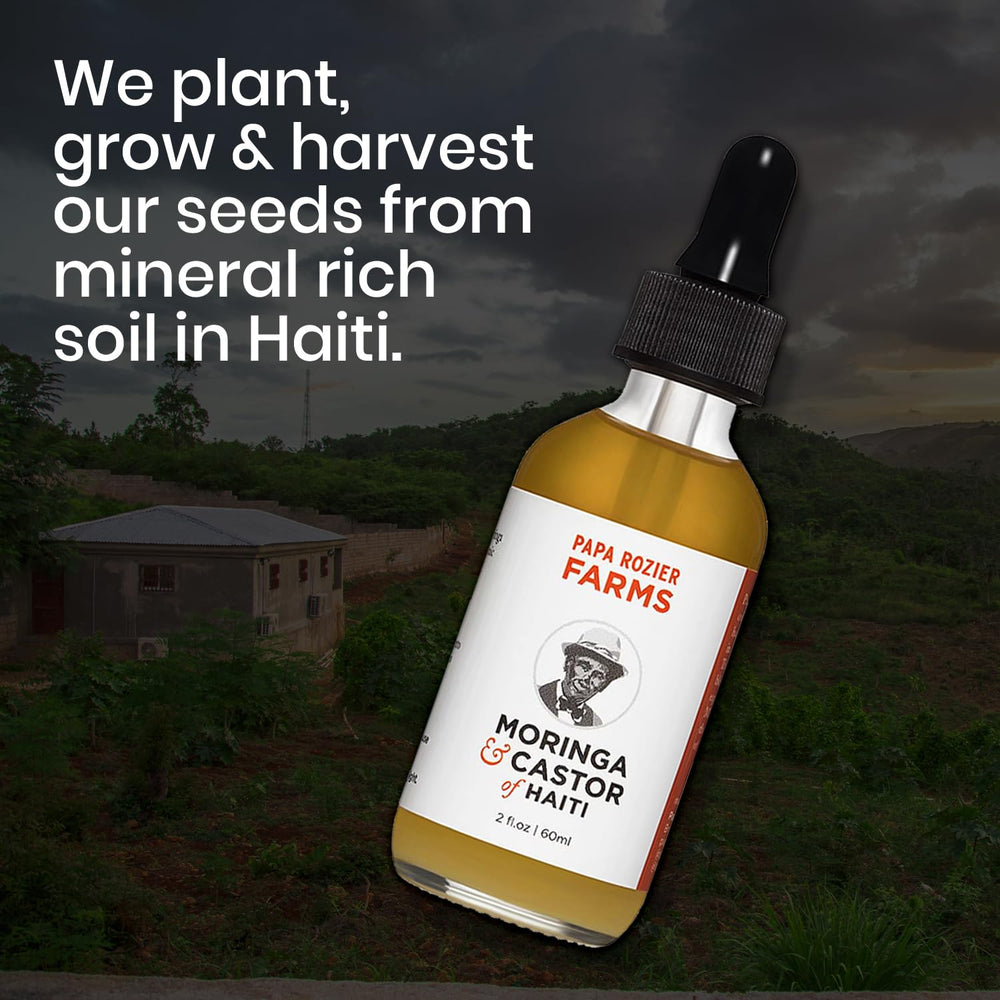 Papa Rozier Farms vegan castor moringa oil blend supports versatile beauty routines.
