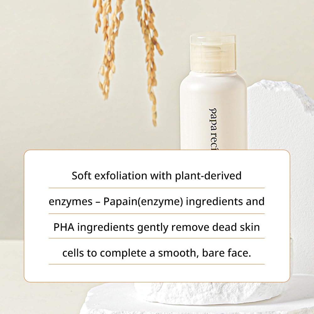 Papa Recipe blemish enzyme powder rice powder texture closeup for refined skin.