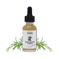 Papa Rozier Farms rosemary castor oil bottle promotes hair growth and scalp nourishment.