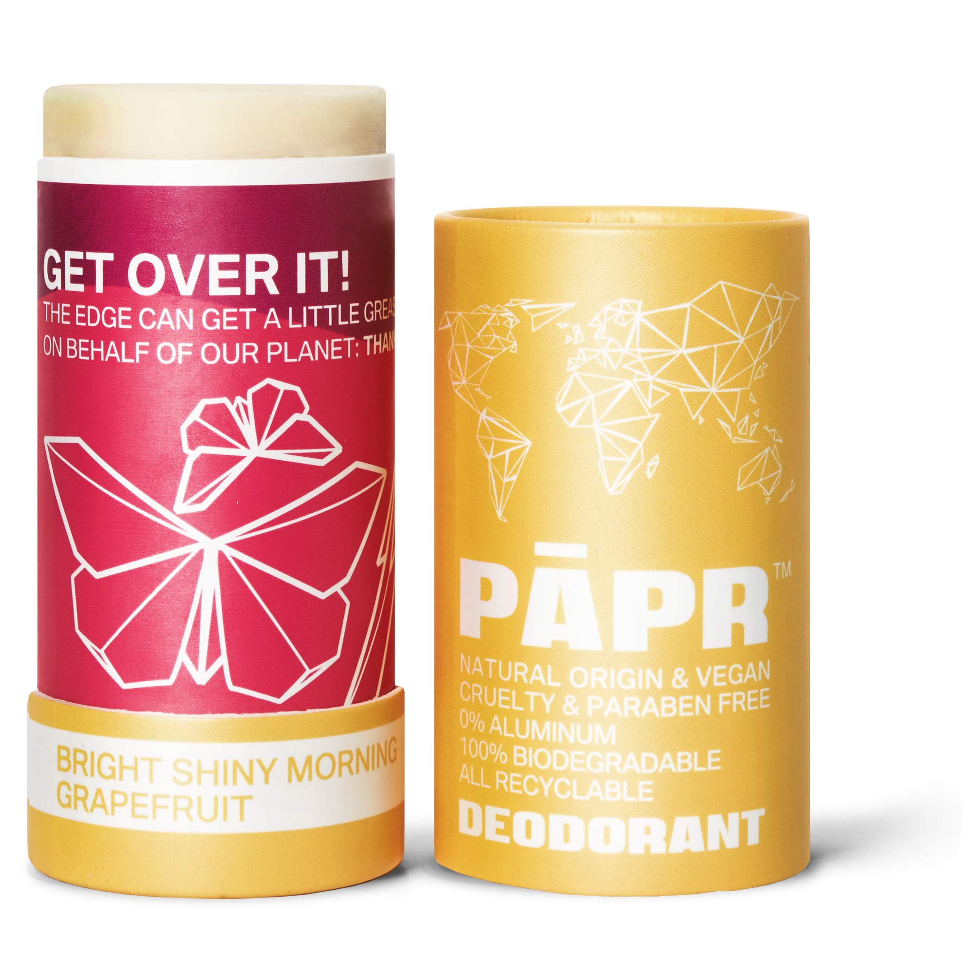 PAPR deodorant stick in paper packaging delivering long-lasting freshness.