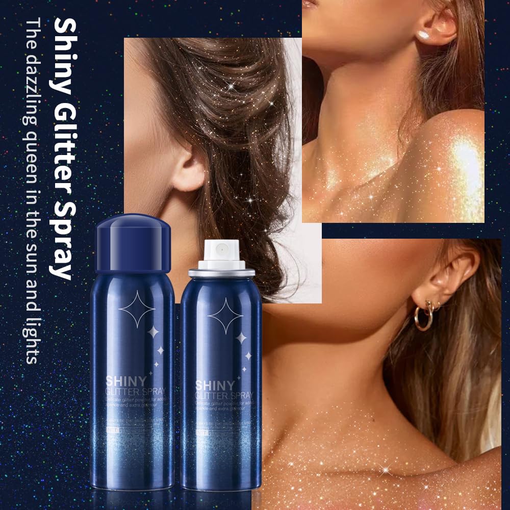 PAQIMAN Glitter Spray on face delivers dewy shine under bright lights