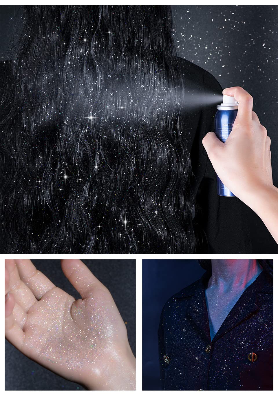 PAQIMAN Glitter Spray on legs gives sunkissed sparkle for nights