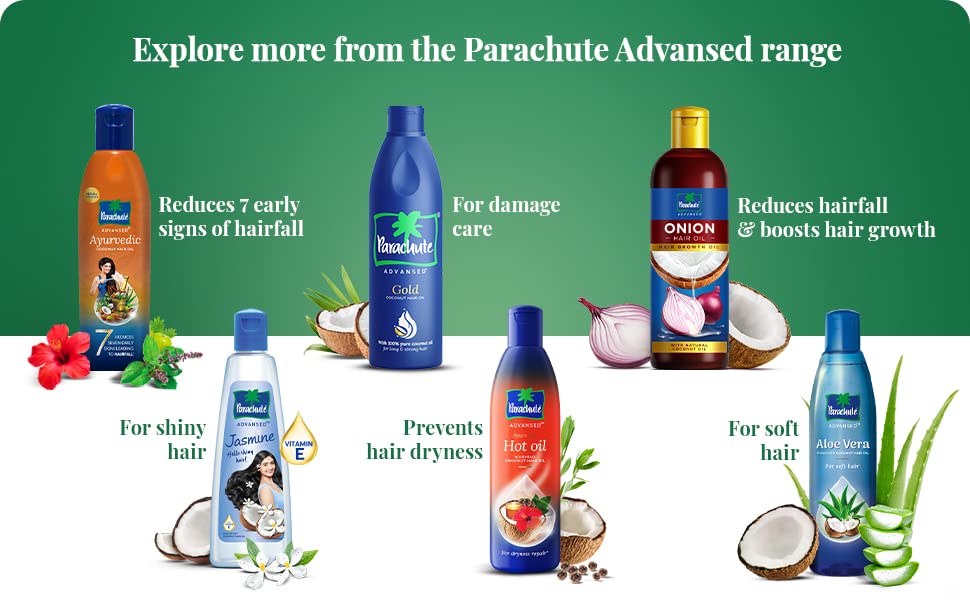 Parachute Advansed Aloe Vera Coconut Hair Oil on damp hair for silky, manageable results.