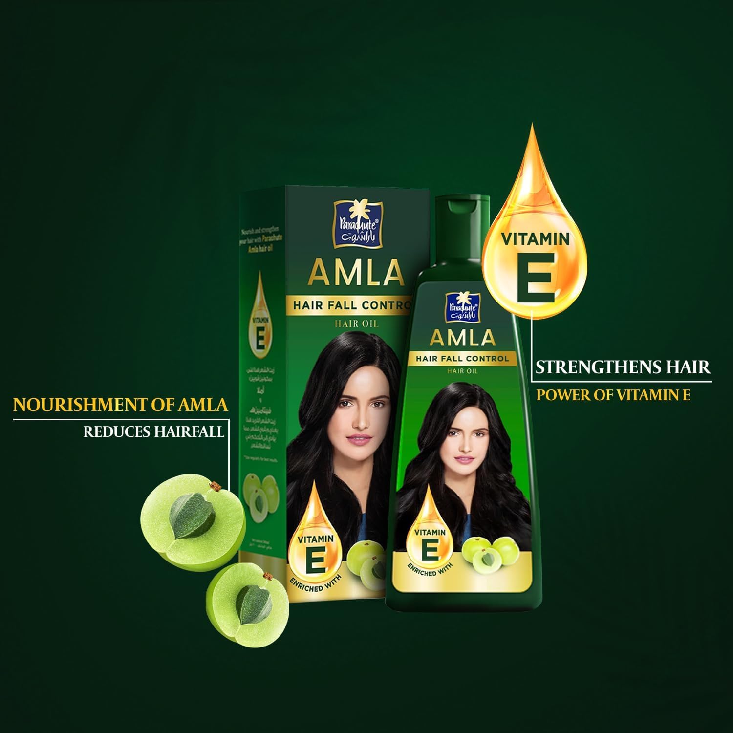 Parachute Advansed Amla Oil being poured for root nourishment and easy application.