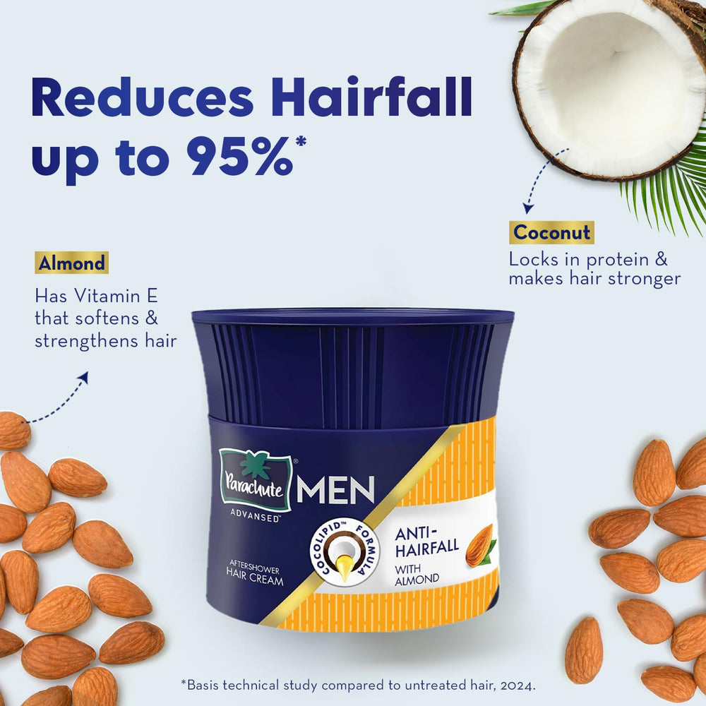 Parachute Advansed anti-hairfall cream being applied for easy daily care.