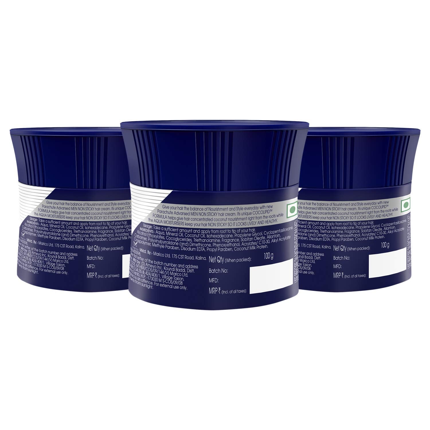 Parachute Advansed Hair Cream for Men creamy texture on palm signals smooth non sticky finish