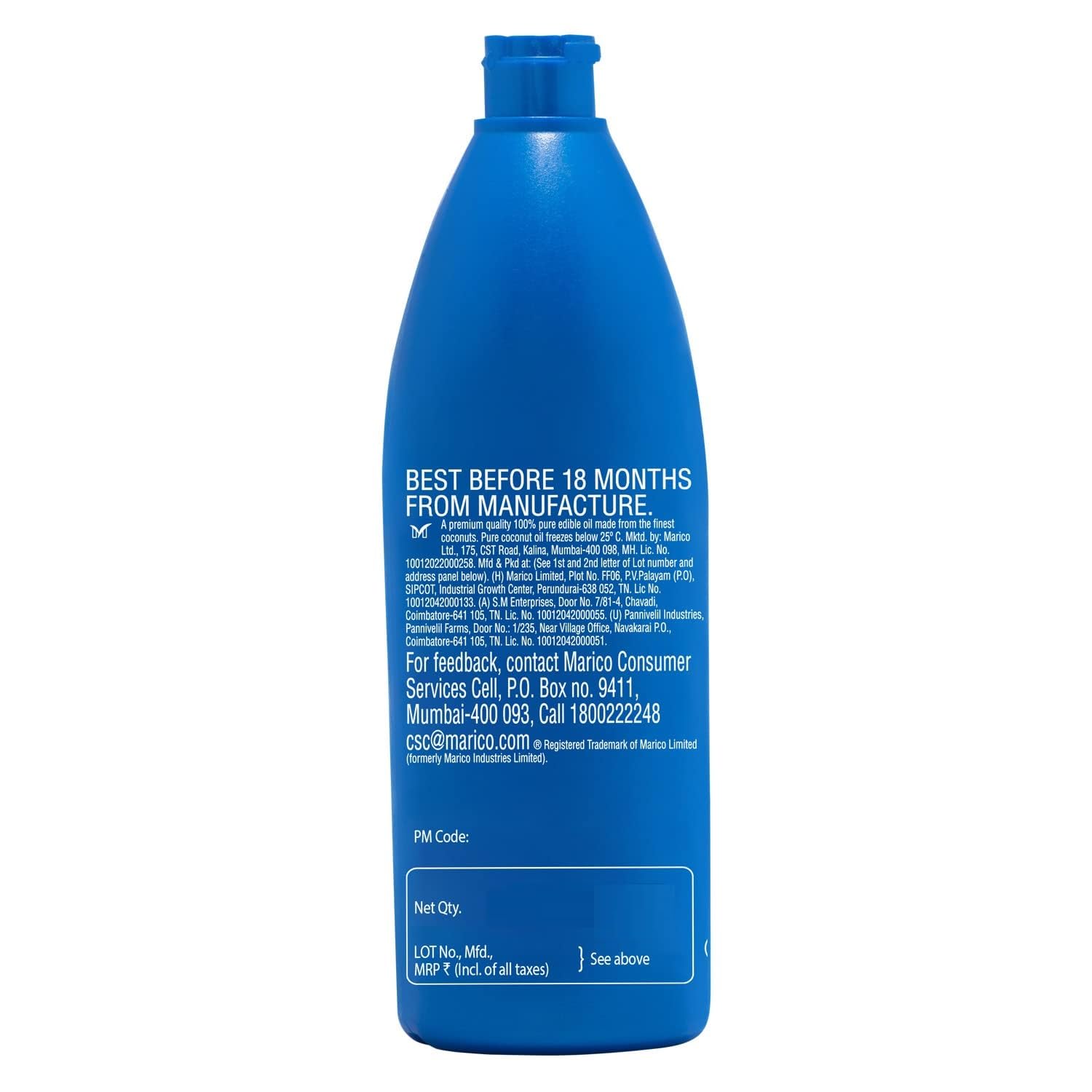 Parachute coconut oil shelf-life note indicates best-before up to 24 months