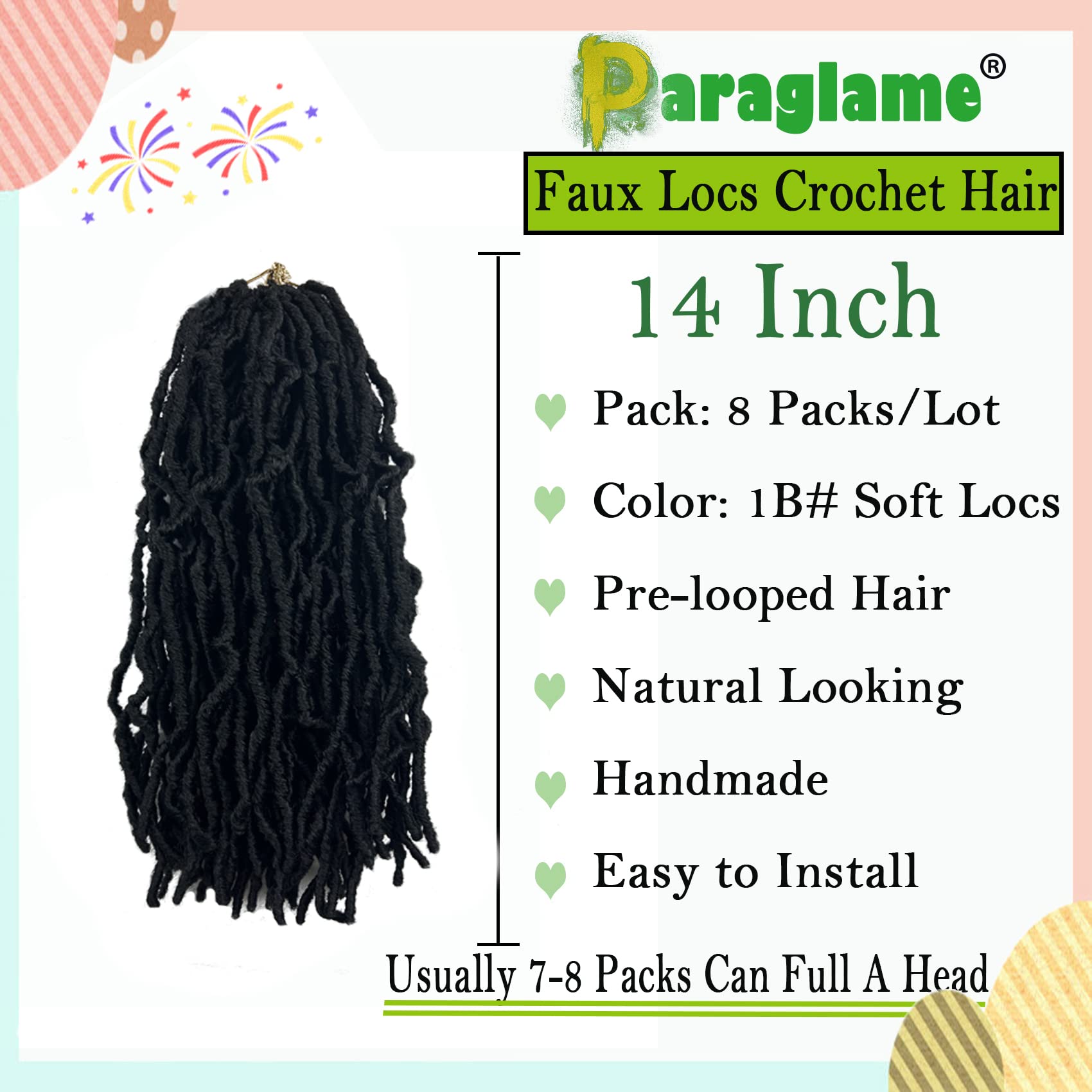 Paraglame 14 inch natural black color, 1B shade for seamless blending.