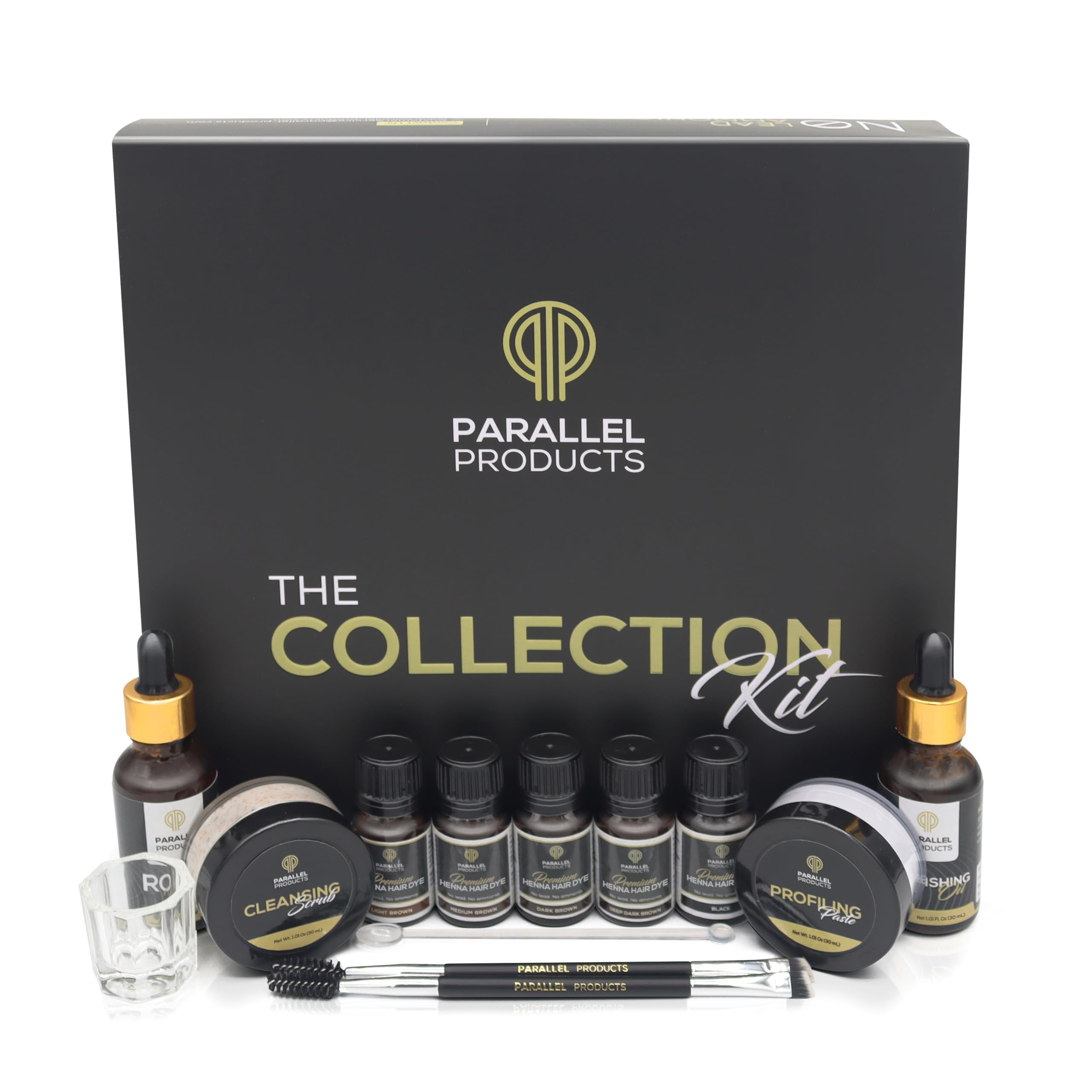 Parallel Products Henna Hair Color Kit box and bottles for precise spot coloring