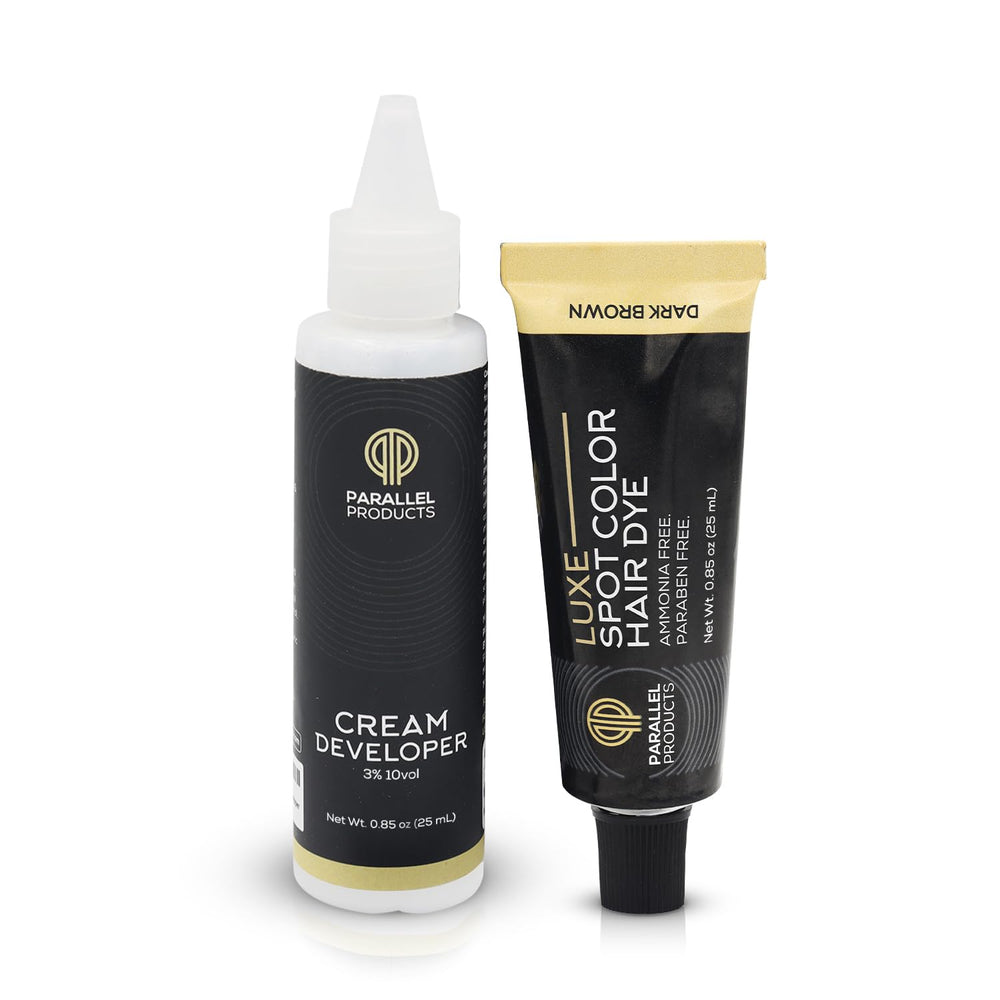 Parallel Products Luxe Color dark brown dye tube for precise shade.