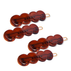 Parcelona circle-scallop tortoise brown clip four-pack for everyday styling