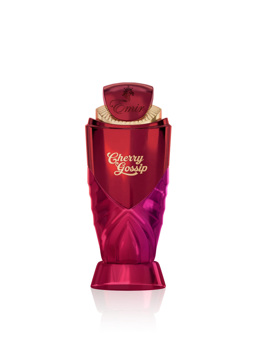 Close-up of the Cherry Gossip bottle cap, highlighting premium design and metallic accents.