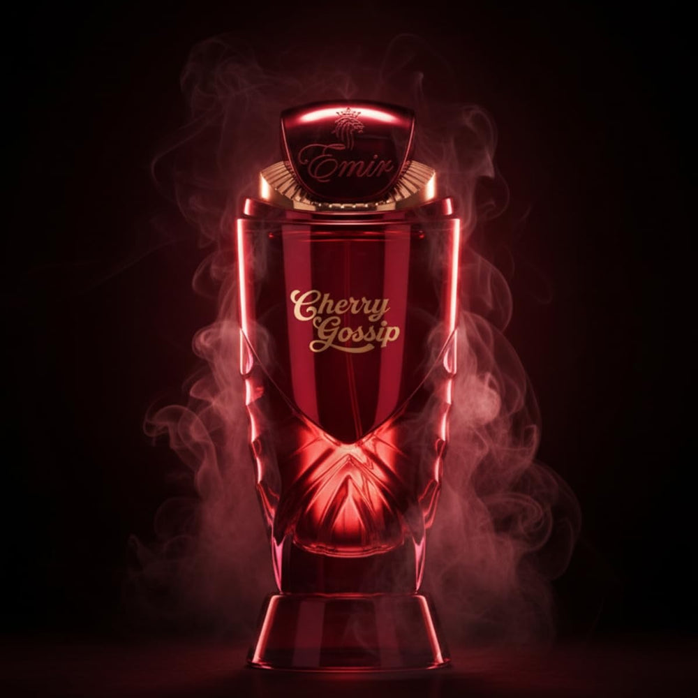 Warm vanilla and woody base hints in the Cherry Gossip dry-down.