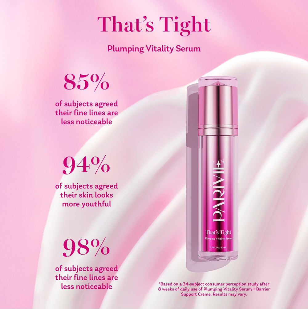 Parívie firming and radiance visual suggests refreshed, toned skin