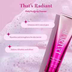 Parívie That’s Radiant Daily Purifying Cleanser label highlighting BHA and ceramides
