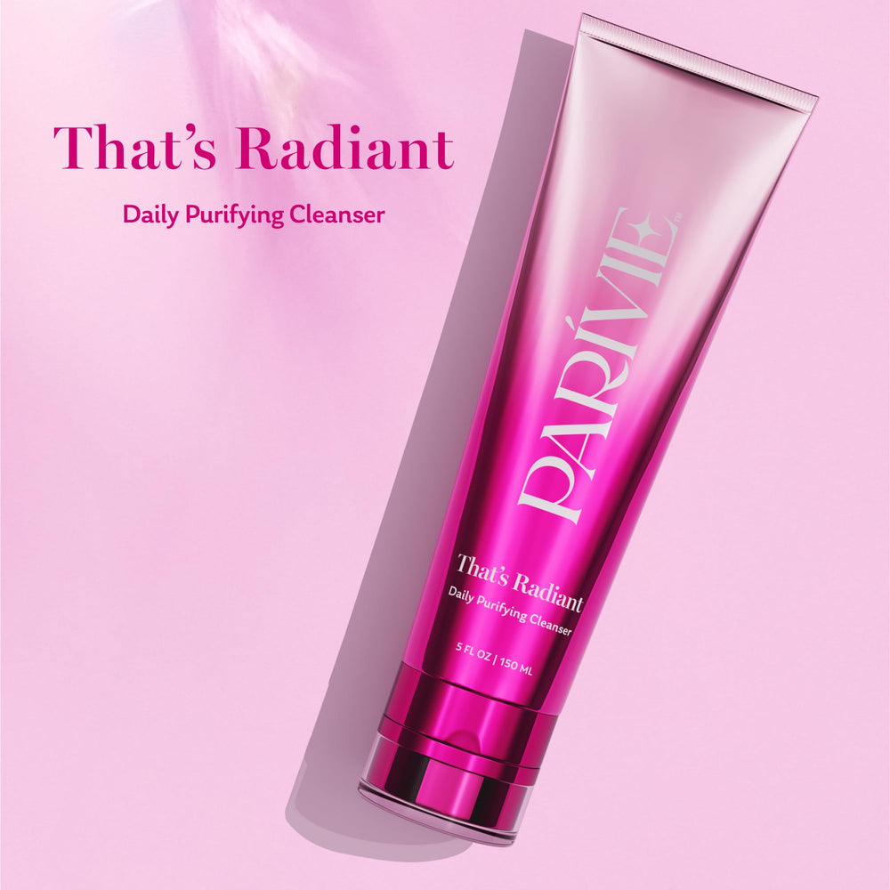 Parívie That’s Radiant Daily Purifying Cleanser pump, gel-to-cream texture