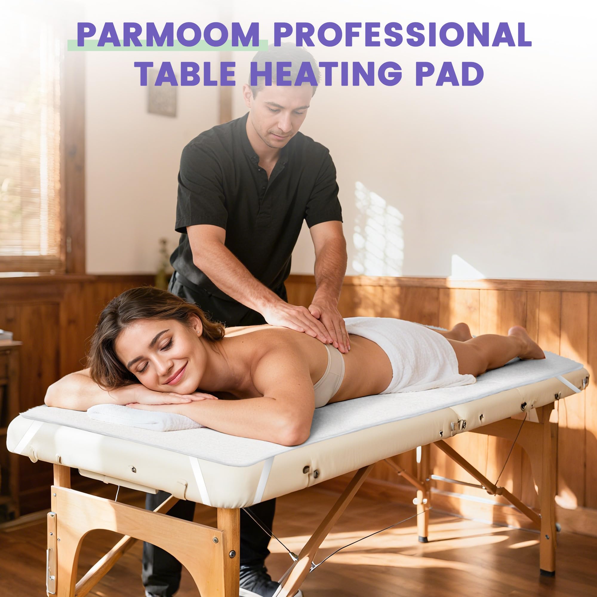 PARMOOM elastic corner straps secure the warmer on the table.