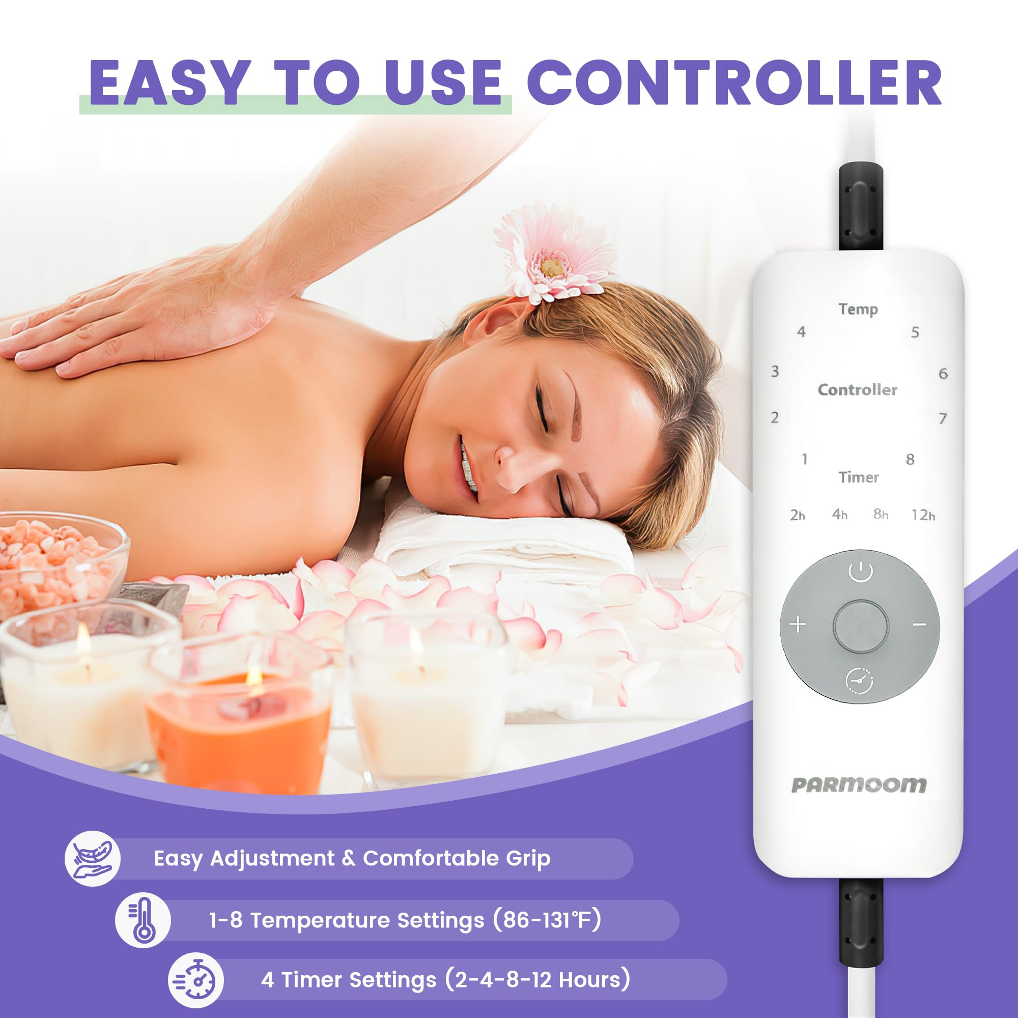 PARMOOM's even-heat coverage delivers uniform warmth across the bed.