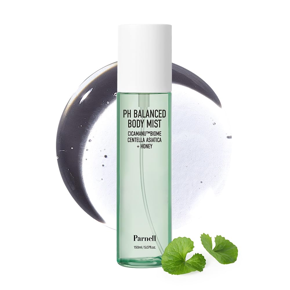 Parnell Cicamanu body mist bottle with 360 spray for easy full-body coverage