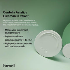 Parnell Cicamanu Serum finish on skin displaying matte glow with soft radiance and controlled oil.