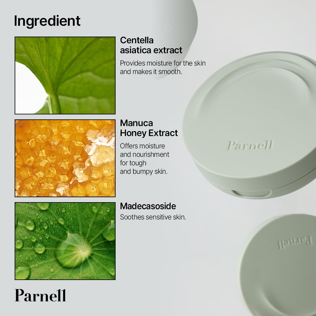 Parnell Cicamanu Serum in Matte Cushion Porcelain 15g swatch demonstrates blendable, weightless finish.