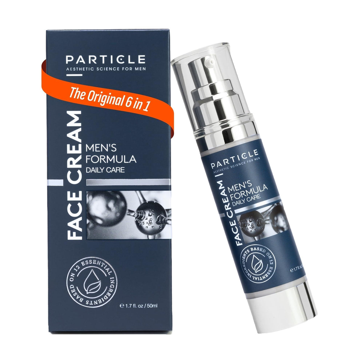 Particle 6-in-1 Face Cream bottle for daily hydration and quick absorption.